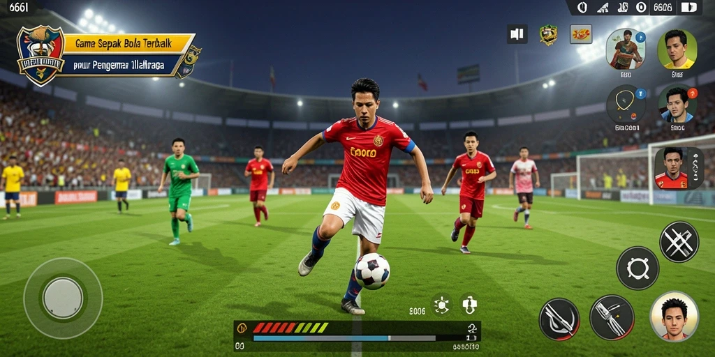 Screenshot gameplay 666I menampilkan aksi sepak bola yang mendebarkan.