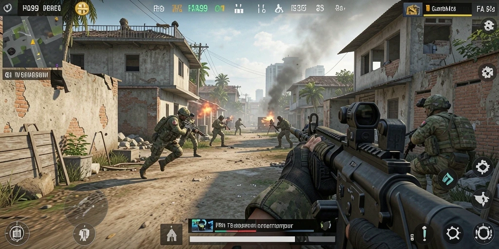 Gameplay seru di FA99 dengan pertempuran FPS yang mendebarkan.