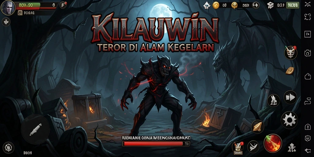 Tampilan gameplay KILAUWIN yang mencekam di kegelapan.