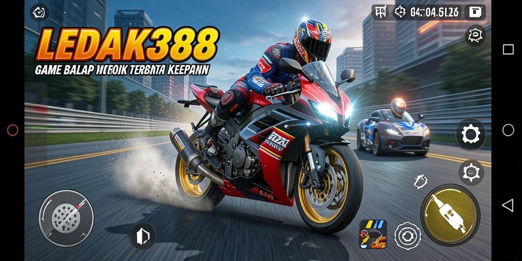 Tampilan gameplay balap motor yang seru dan memukau dari LEDAK388.