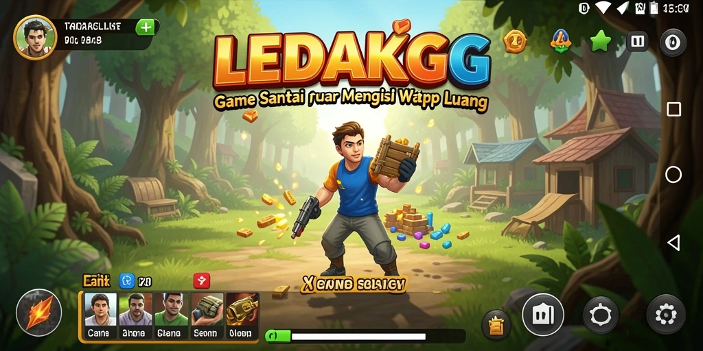 Tampilan gameplay LEDAKGG yang ceria dan menarik.