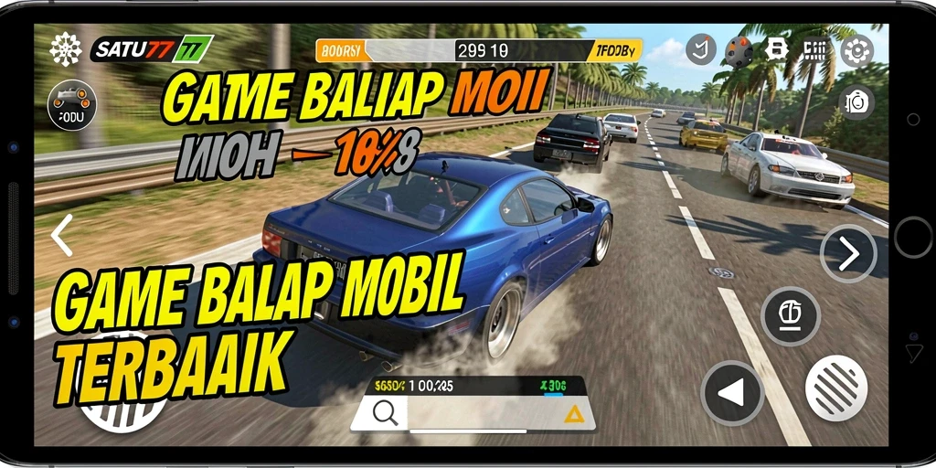 Screenshot gameplay SATU77 menampilkan balapan penuh aksi di lintasan yang menantang.