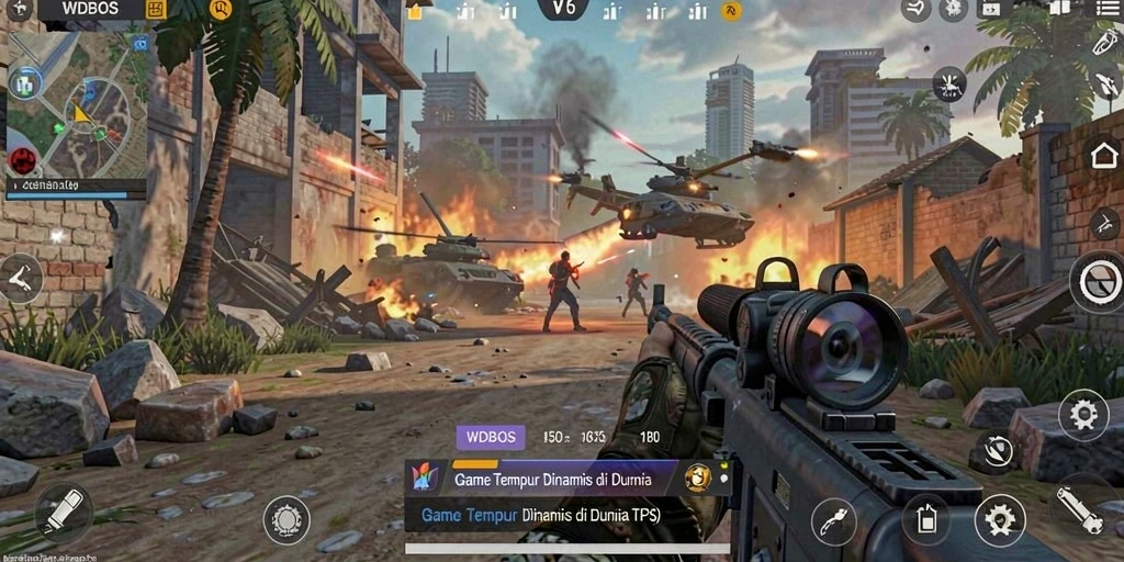Tampilan gameplay seru di WDBOS dengan aksi tembak-tembakan intens.